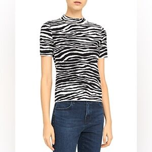 New Theory Mock Neck Sweater Tee Wool Blend Size XL High Neck Stretch